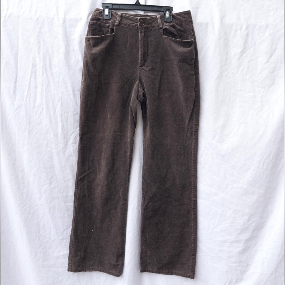 y2k grunge preppy vintage brown corduroy mid rise straight leg pants